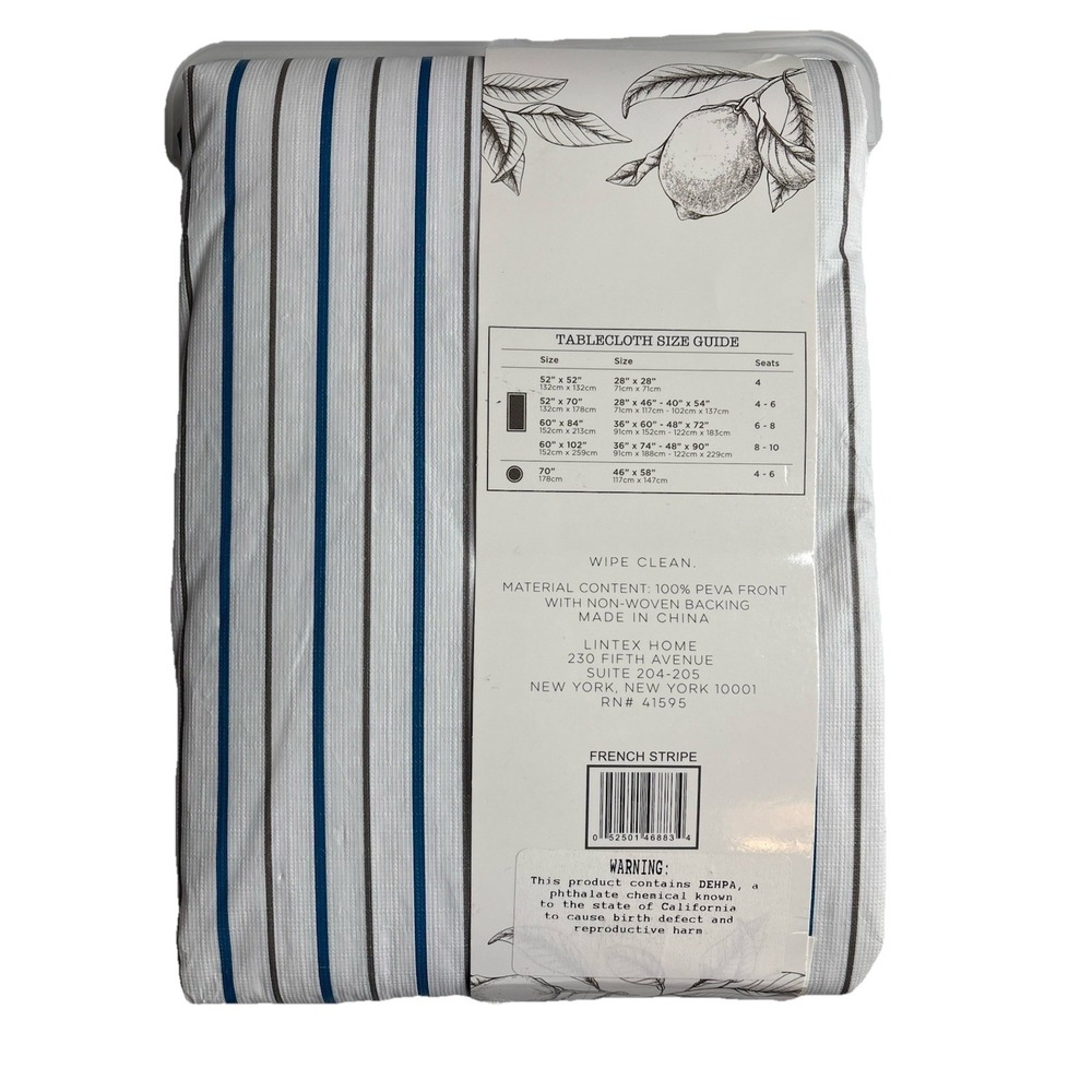 Lintex Vinyl Tablecloth Home Collection Rectangle French‎ Stripe Lot Of 2 New - Picture 5 of 16